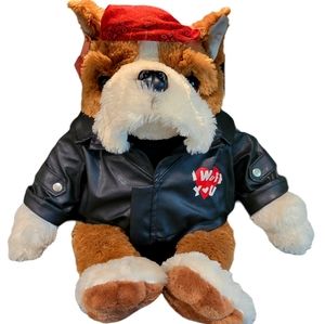 Medium Dan Dee Biker Bulldog Plush Stuffed Animal Motorcycle Puppy Dog Toy Gift